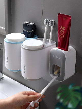 BrushMate™ – Wall-Mounted Toothpaste Dispenser & Organizer for a Clutter-Free Sink